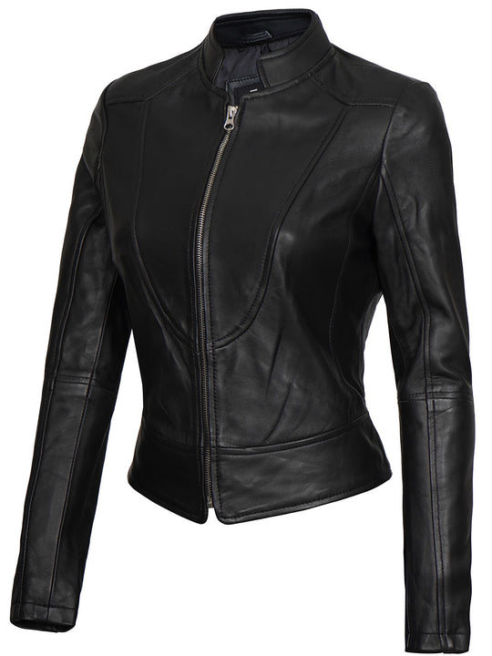 Womens Real Black Leather Jacket